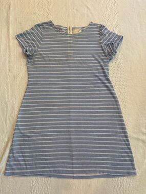Sail to Sable Women's Shift Stripe Dress Light Blue White Zipper Back Size XL